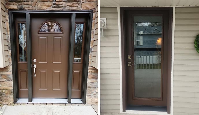 Collage of different types of entry doors