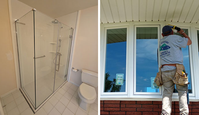 Collage of bathroom remodeling and window replacement in Carnegie