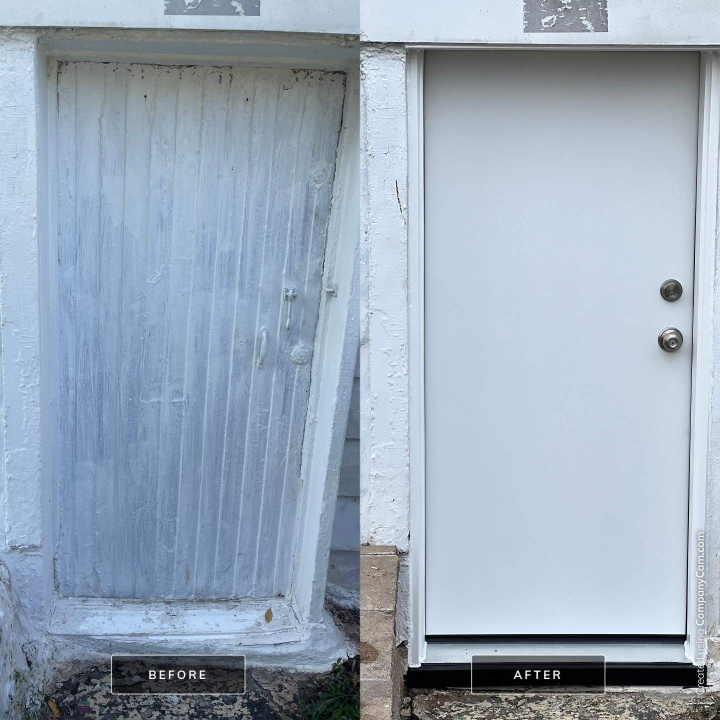 Before & After Door in Darragh by Mt. Pleasant Window & Remodeling