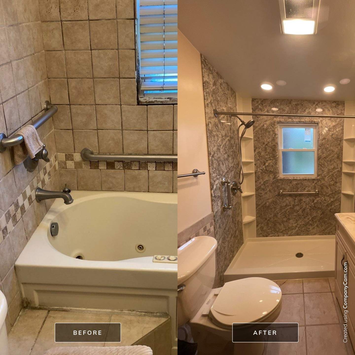 Before and After Tub-To-Shower Conversion
