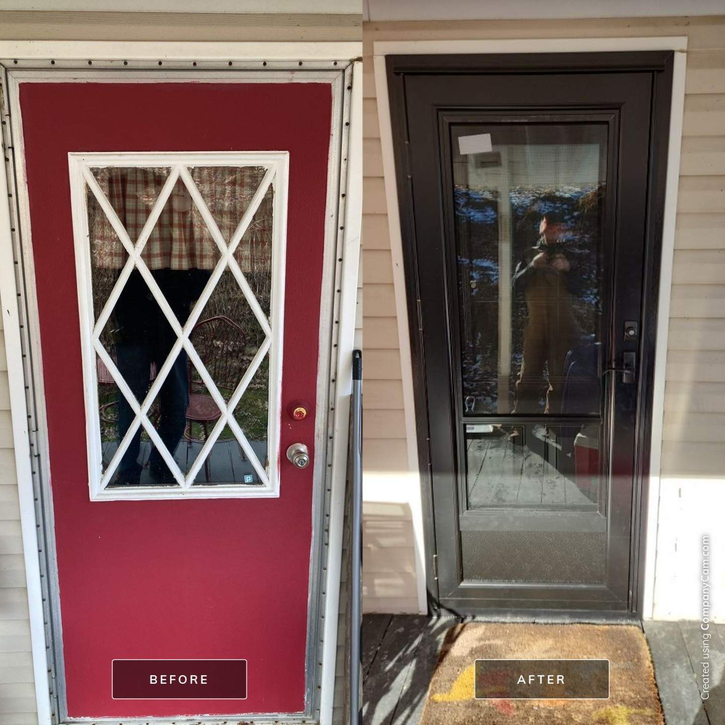 Before & After Door in Perryopolis by Mt. Pleasant Window & Remodeling