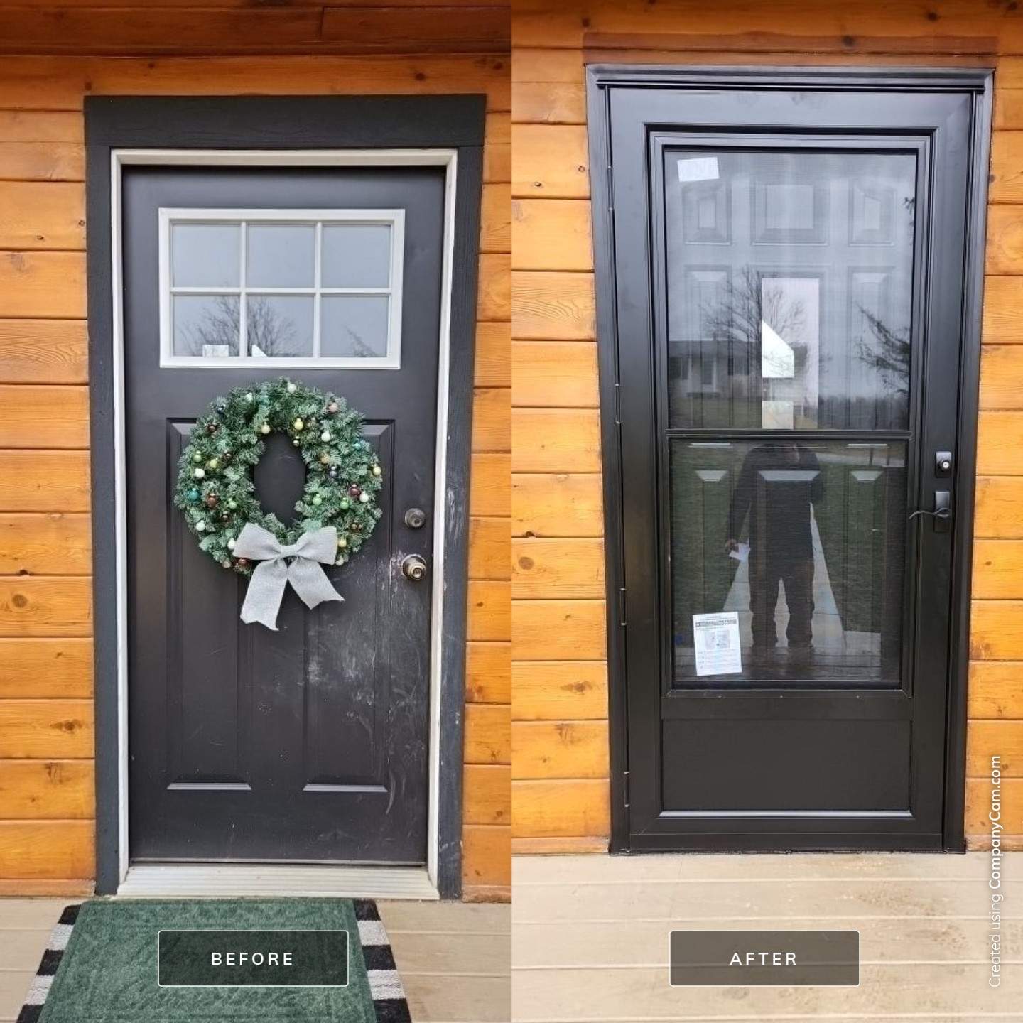 Before & After Entry Door with Storm Door in Avella by Mt. Pleasant Window & Remodeling