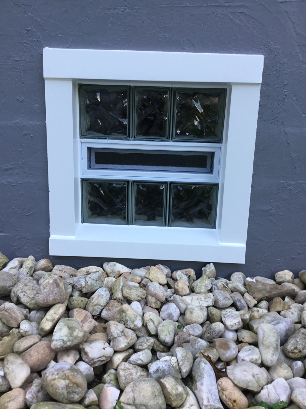 glass block window after