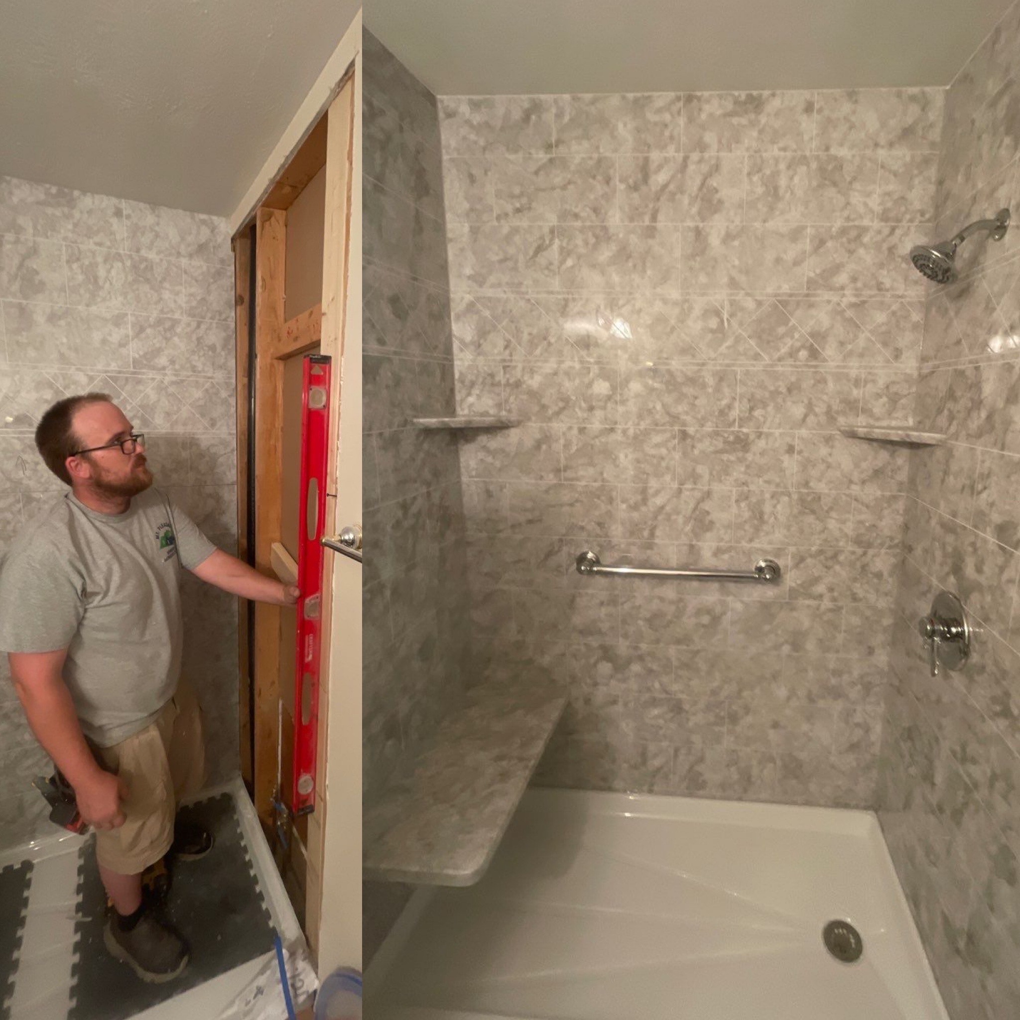 Before and After Tub-To-Shower Conversion