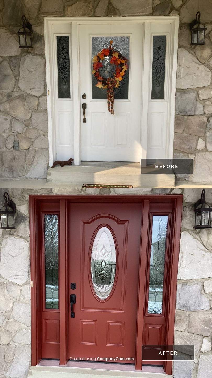 Before & After Entry Door in Greensburg by Mt. Pleasant Window & Remodeling