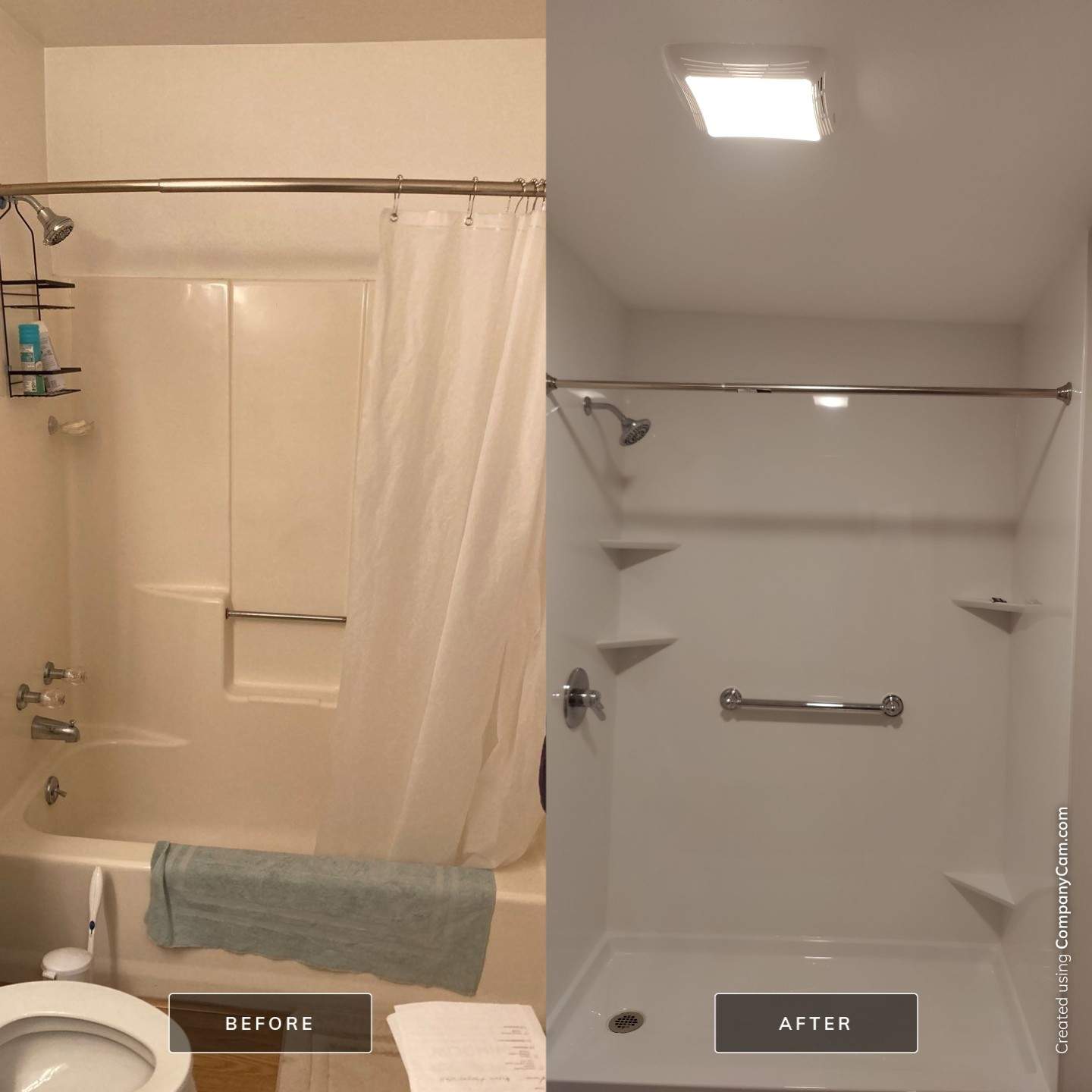 Before & After Tub-to-Shower Conversion in Hunker by Mt. Pleasant Window & Remodeling