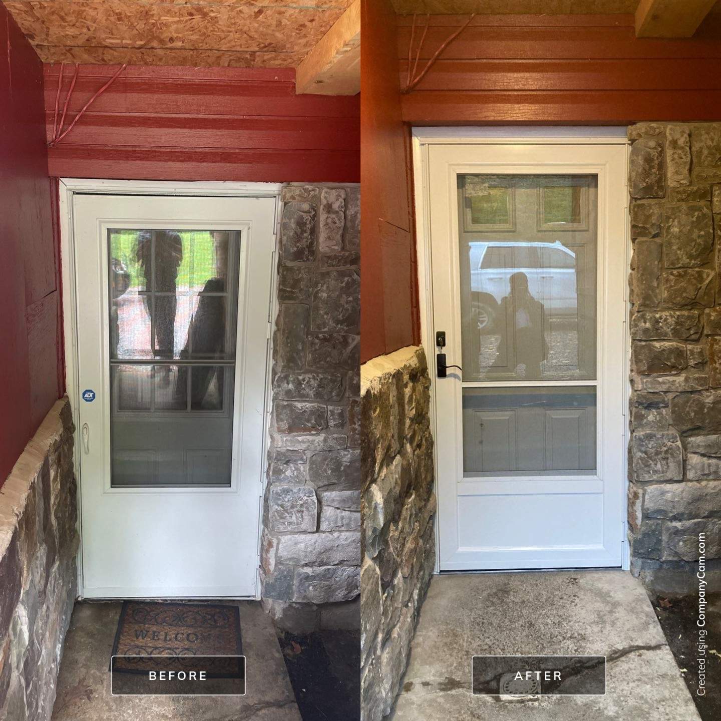 Before and After Entry Door with Storm Door