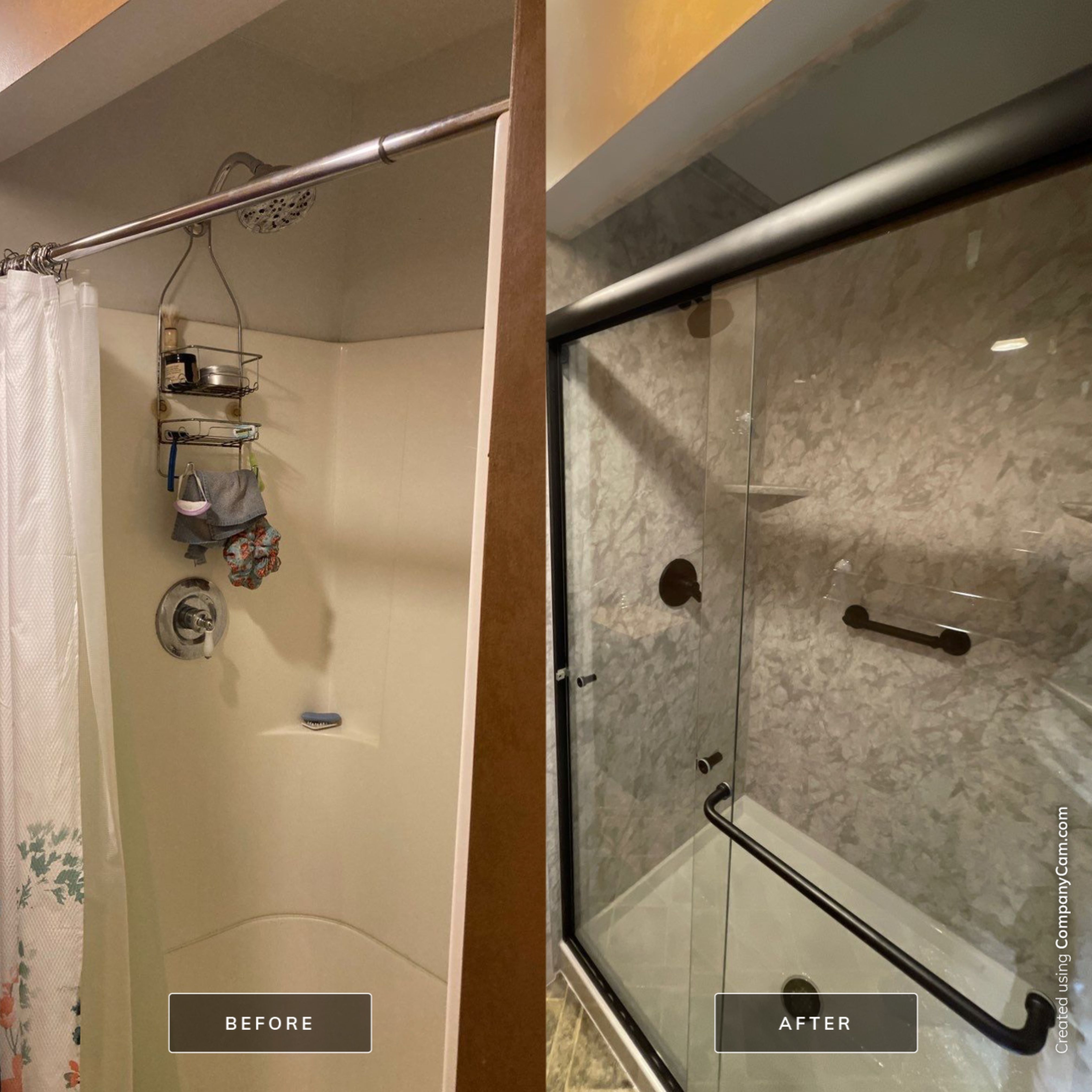 Before & After Walk-in Shower in Acme by Mt. Pleasant Window & Remodeling