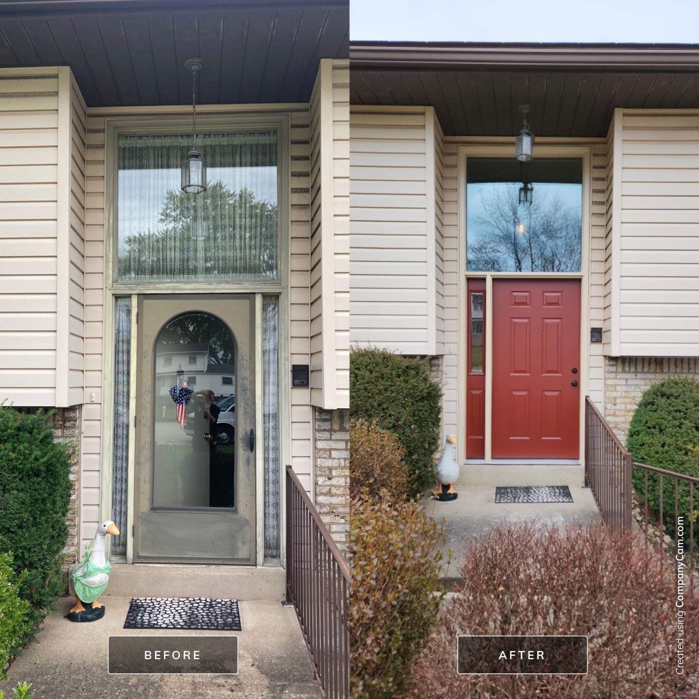 Before & After Entry Door & Window in Irwin by Mt. Pleasant Window & Remodeling