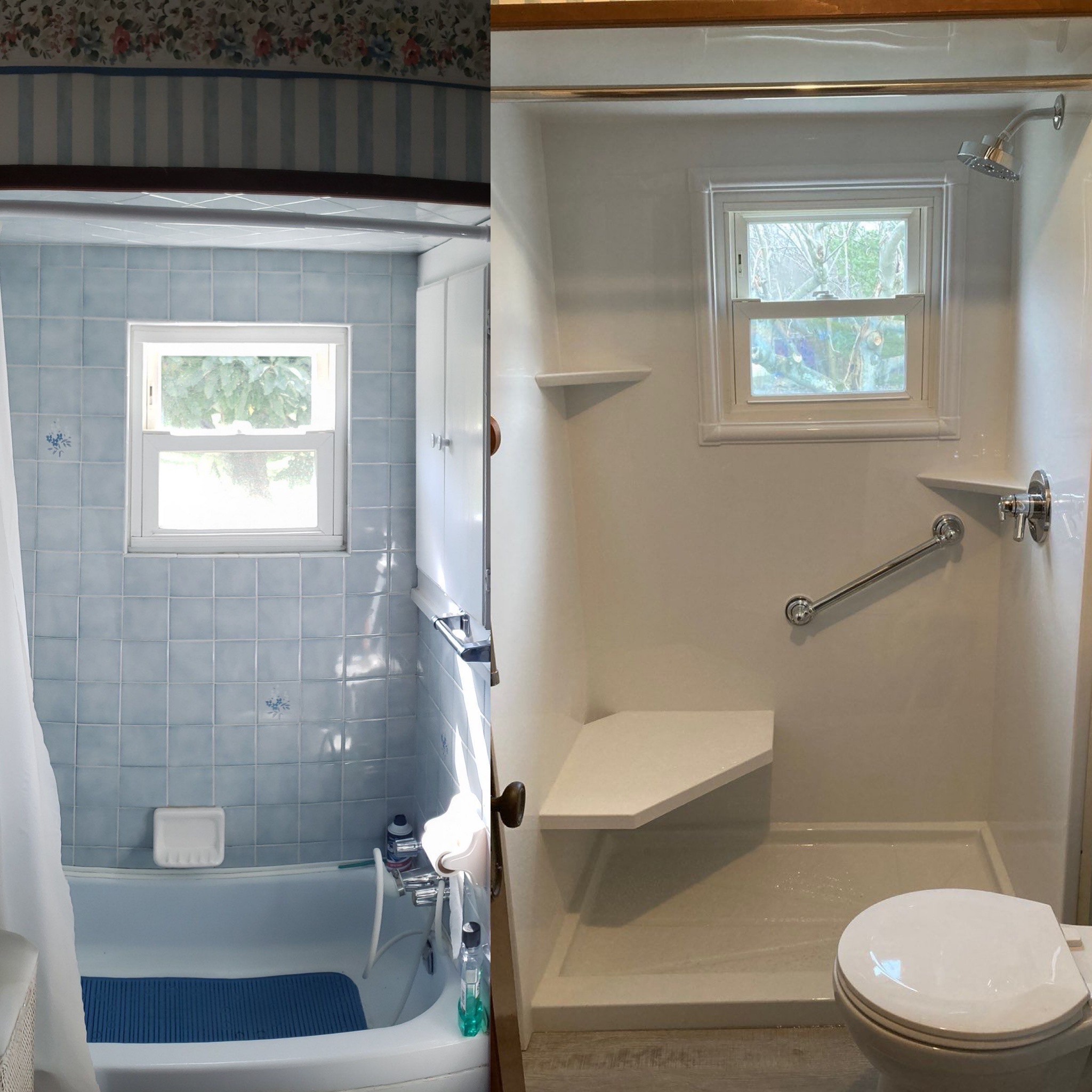 Before and After Tub-To-Shower Conversion 