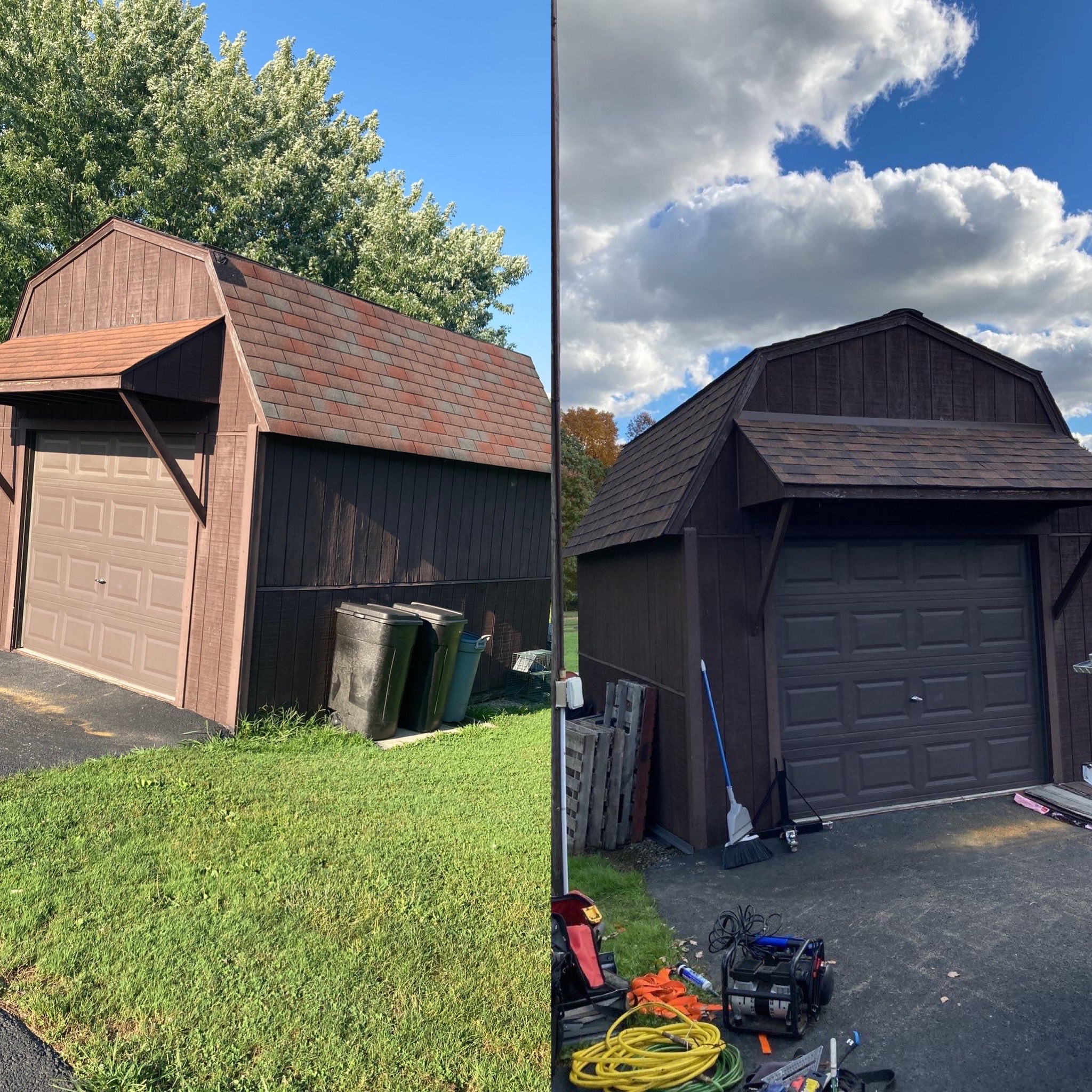 Before and After Garage Roof