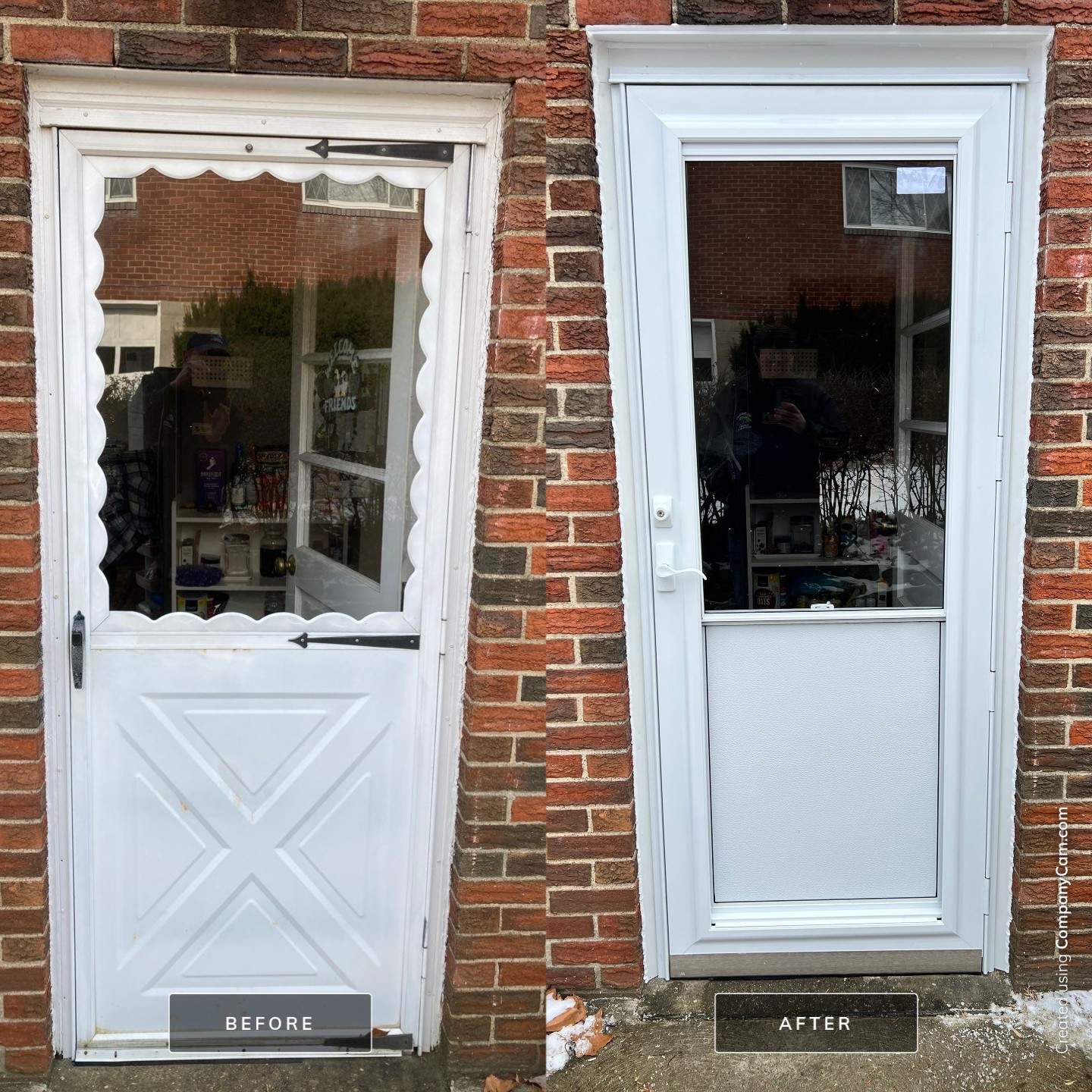 Before & After Storm Door in Greensburg by Mt. Pleasant Window & Remodeling