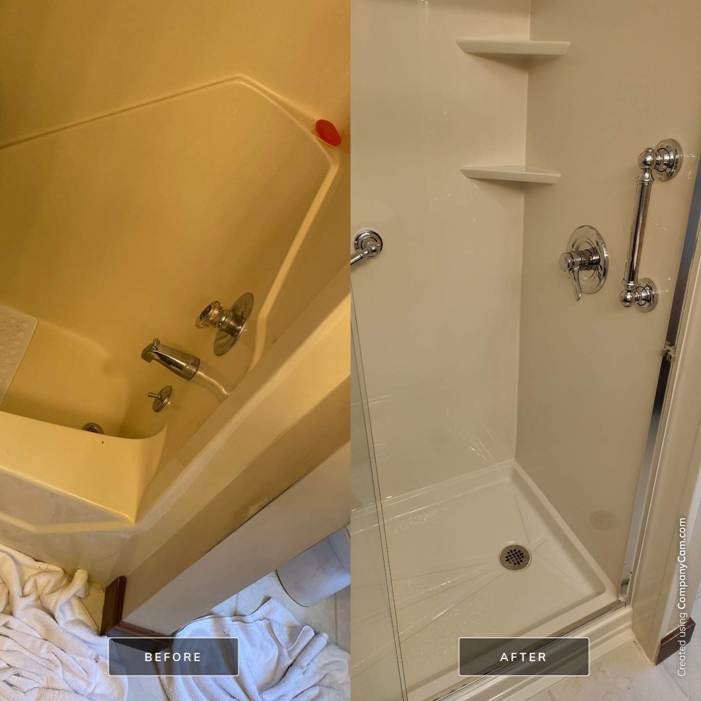 Before and After Tub-To-Shower Conversion 