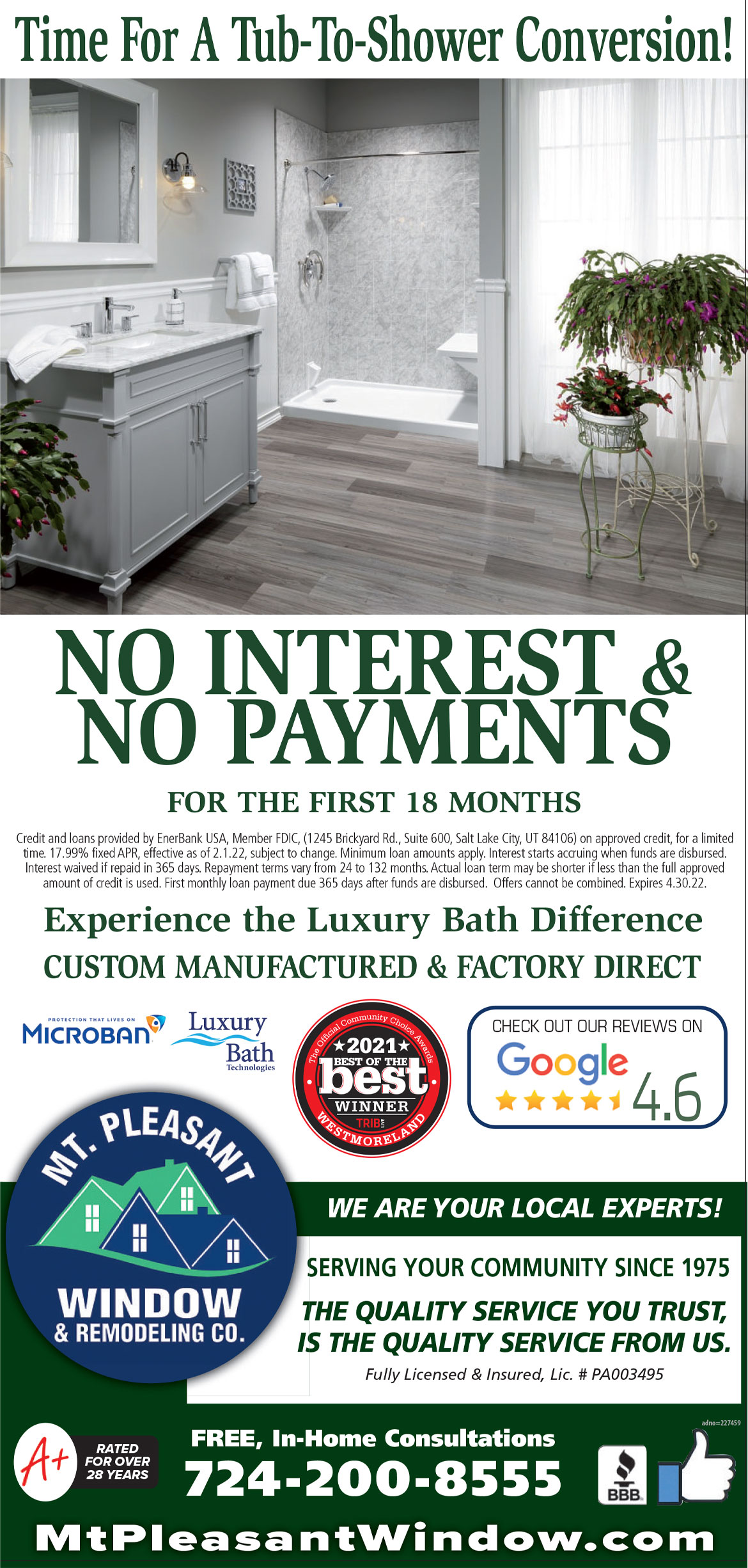 No Interest & No Payments for the First 18 Months