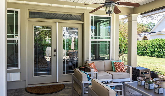 Easily accessible swing patio doors installed in a house in Pittsburgh