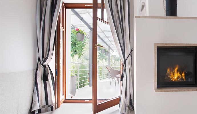 Swing patio doors installed in a house in Pittsburgh