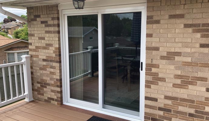 Sliding patio door installed at a residential house