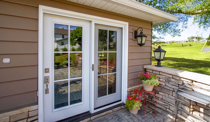 Swing patio doors installed in a house in Pittsburgh