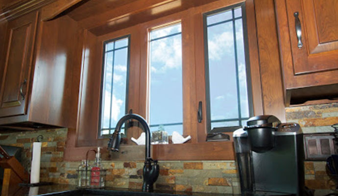 Wooden kitchen window