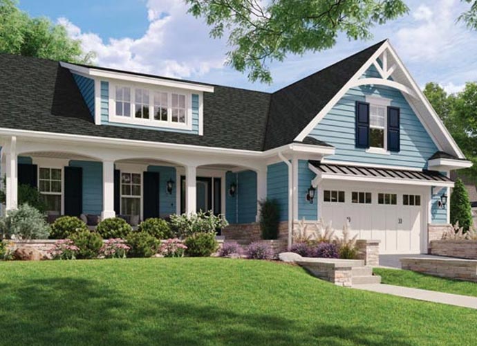 House exterior with visible shingle roof system
