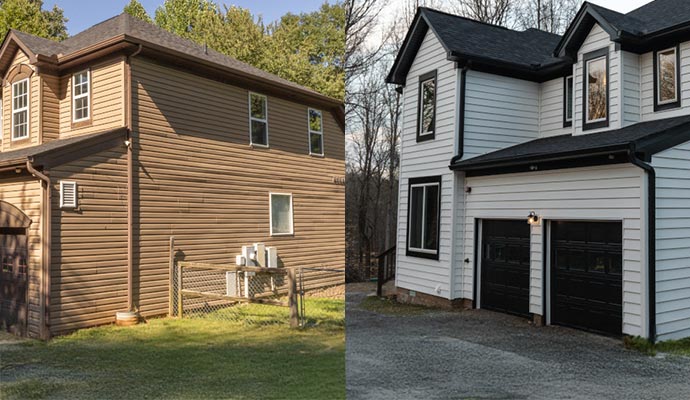 Collage of Mastic Structure® vinyl siding installed on house exterior