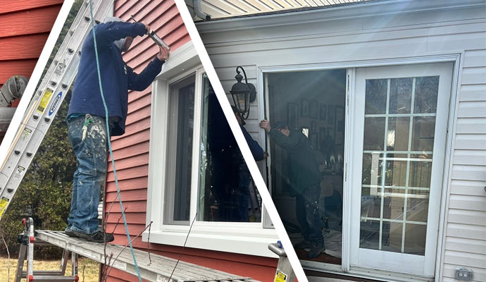window and door remodeling by workers in Avella